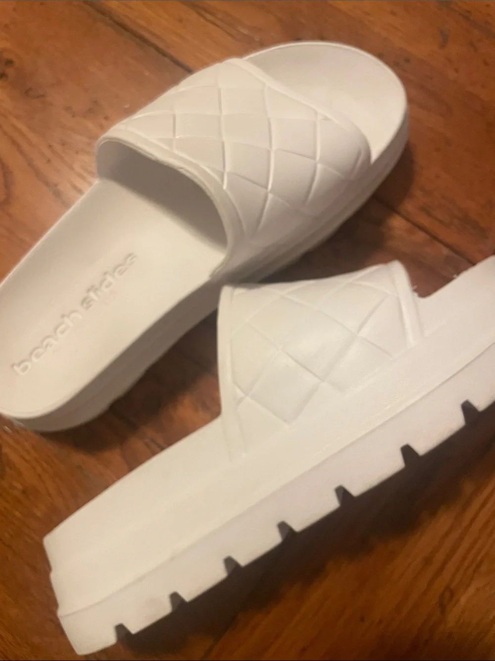 J Slides Rubber Slide Sandals for Women in White 8